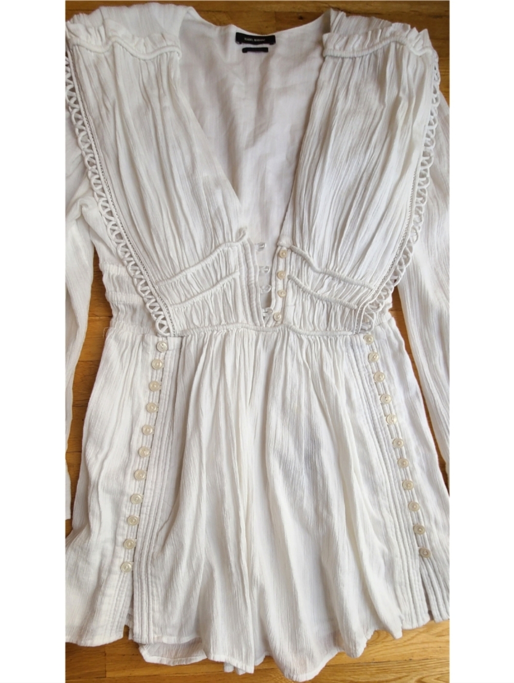 🆕️Isabel Marant Yaxo White Mini Dress French Boho Resortwear Love Parisian - Picture 6 of 16